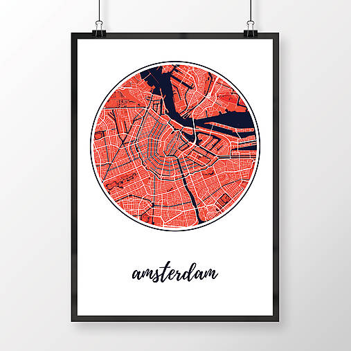 Obrazy - AMSTERDAM, okrúhly, červený - 8912510_