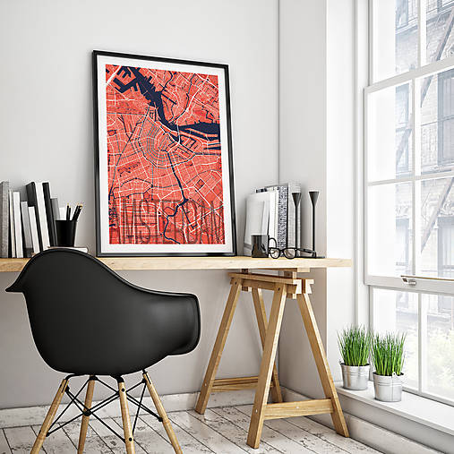 Obrazy - AMSTERDAM, elegantný, červený - 8912517_