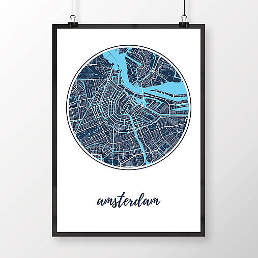 Obrazy - AMSTERDAM, okrúhly, tmavomodrý - 8912774_