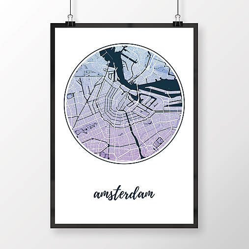 Obrazy - AMSTERDAM, okrúhly, modro-fialový - 8912854_