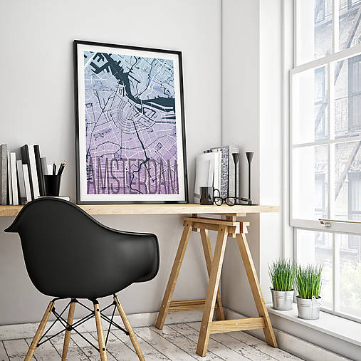 Obrazy - AMSTERDAM, elegantný, modro-fialový - 8912863_