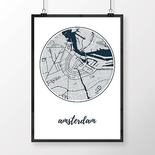 Obrazy - AMSTERDAM, okrúhly, svetlomodrý - 8912942_