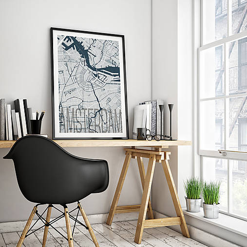 Obrazy - AMSTERDAM, elegantný, svetlomodrý - 8912952_