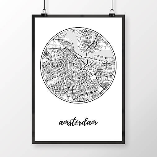 Obrazy - AMSTERDAM, okrúhly, biely - 8913148_