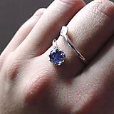 Prstene - Simple Leaf Silver Gemstone Ring Ag925 / Strieborný prsteň s minerálom  (Tanzanite / Tanzanit) - 8915292_