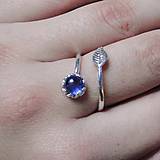Prstene - Simple Leaf Silver Gemstone Ring Ag925 / Strieborný prsteň s minerálom  (Tanzanite / Tanzanit) - 8915294_