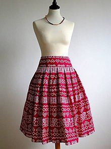 Sukne - červená folk sukňa Čičmany - 8915586_