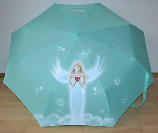 ručne maľovaný dáždnik - anjel