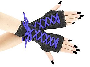 Rukavice - Bezprsté rukavičky so šnurovaním - gothic štýl 0110B - 8922118_