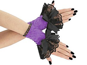 Rukavice - Spoločenské zamatové rukavice čierno fialové 2J - 8922188_