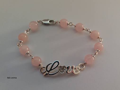 Náramky - Náramok s ruženínom a štrasom - 8919848_