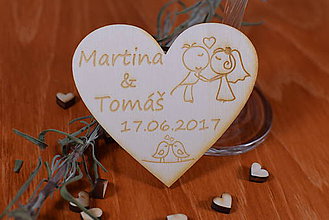 Darčeky pre svadobčanov - Gravírovaná drevená svadobná magnetka ako darček na redový tanec 105 - 8919771_