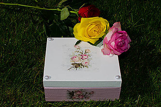 Úložné priestory & Organizácia - Krabička s ružami - ružová - 8926041_