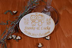 Darčeky pre svadobčanov - Gravírovaná drevená svadobná magnetka ako darček na redový tanec 108 - 8924286_