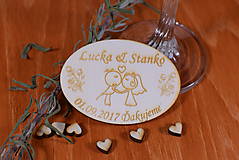 Darčeky pre svadobčanov - Gravírovaná drevená svadobná magnetka ako darček na redový tanec 109 - 8924288_