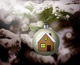 Grafika - Vianočná guľa (grafický obrázok) (domček) - 8923395_
