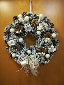 Dekorácie - Vianočný venček bielo krémový - 8930308_
