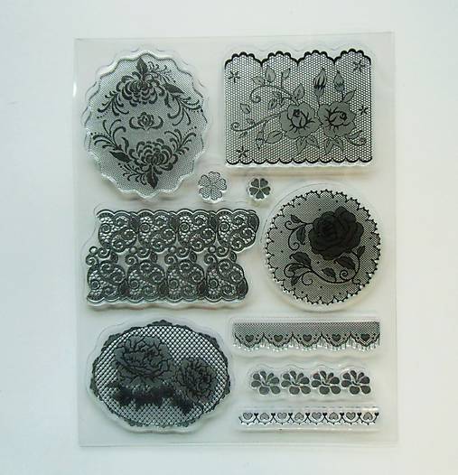 Nástroje - Silikónové razítka, pečiatky, 14x18 cm (krajka, čipka, ruža) - 8931678_
