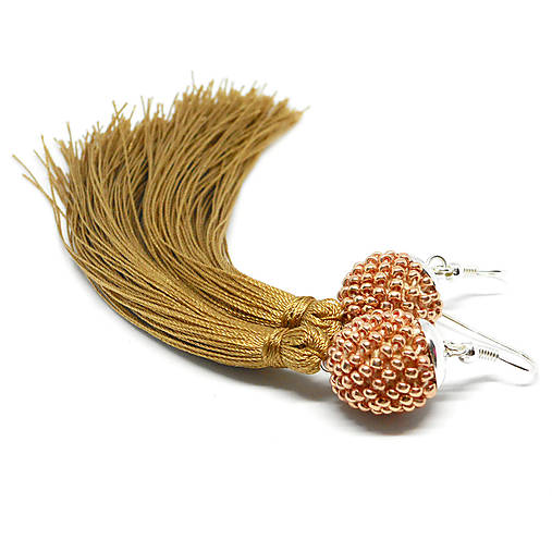 Náušnice - TASSEL Rose Gold - dlhé náušnice so strapcom - 8933444_