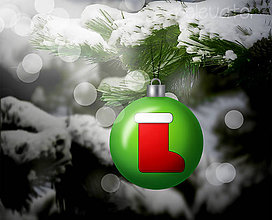 Grafika - Vianočná guľa (grafický obrázok) (ponožka/čižmička) - 8933159_