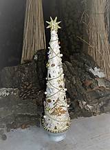 Dekorácie - vianočný stromček biela + zlatá + strieborná - 8937574_