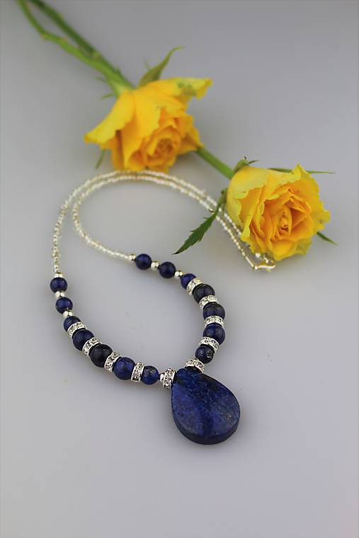  - Lapis lazuli a striebro náhrdelník - 8942678_