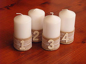 Sviečky - Adventné vintage sviečky s číslom výška 12cm - 8939451_