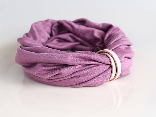 Ružovo-fialový nákrčník z exkluzívnej ľanovej pleteniny