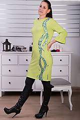Šaty - Zelené maľované šaty s volánom - 8945320_