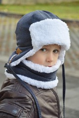 Detské súpravy - Zimný set Pilot denim & fleece snow - 8951892_