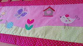 Detský textil - ružová zástena "na lúke" - 8950644_
