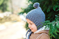 Detské čiapky - Zimný pixie čepček s brmbolcom TMAVO ŠEDÝ - 8952795_