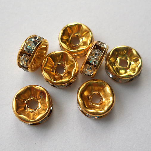 Šatónová rondelka-1ks (8mm-zlatá/krystal)