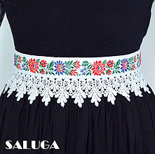 Opasky - Folklórny opasok - dámsky - folk - ľudový - biely - 8957960_