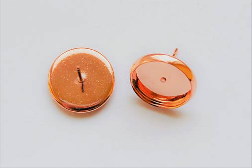  - Lôžka na náušnice, 12 mm, ružová zlatá farba, 1 pár so silikónovými zarážkami /NN2rz/ - 8957571_