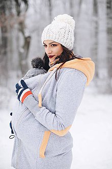 Mikiny - Nosičský kabátik sivo-horčicový - 8971379_