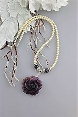 Luxusný náhrdelník pravé perly, fluorit, ametyst a striebro