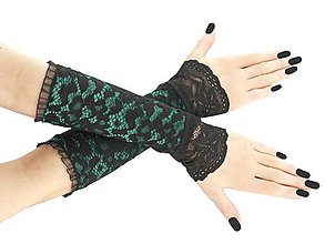 Rukavice - Dámské rukavice zelené s čipkou 01U - 8982303_