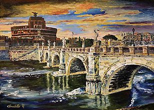 Obrazy - spomienky na Rím - Anjelský most - 8980308_