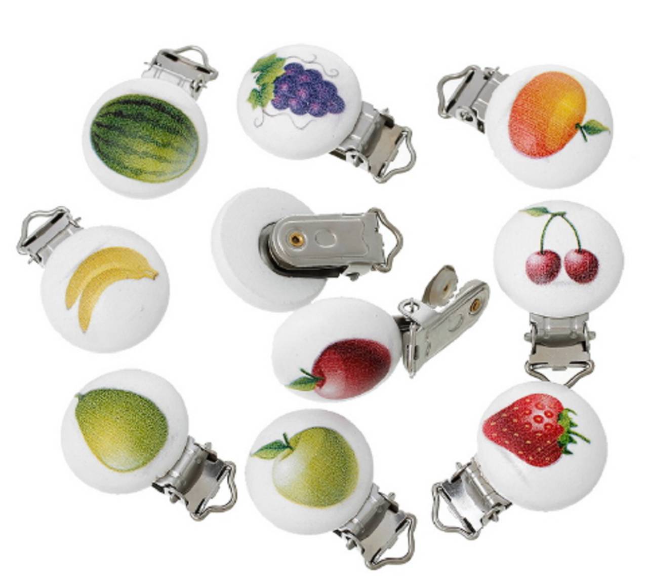 Klip na dudlíky drevený OVOCIE 2,9 x 4,4 cm