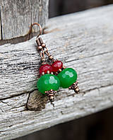Náušnice - Zeleno-červené jadeity - náušnice - 8983391_