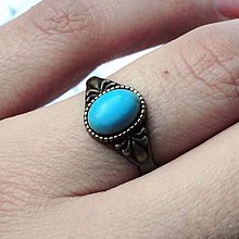 Prstene - Simple Mini Bronze Gemstone Ring / Jemný bronzový prsteň s minerálom /P0013 (Tyrkenit) - 8984732_