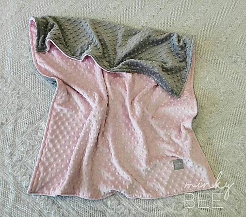 Detský textil - Obojstranné minky deky   (Blush/Silver) - 8987108_