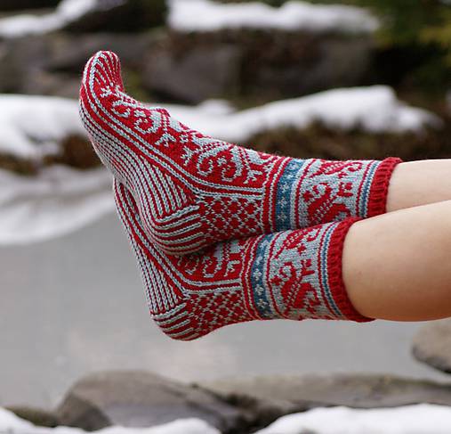  - Luxusné nórske merino ponožky Ľaliové (40-41 merino vlna) - 8988425_