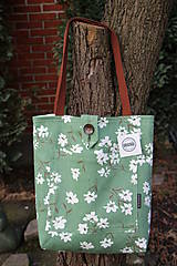 Nákupné tašky - Taška pro slečny, paní- Květy na zelené - 8989391_