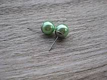 Náušnice - Perly napichovačky - chirurgická oceľ 10mm (Svetlo zelené perly - chirurgická oceľ, č.1684) - 8989947_