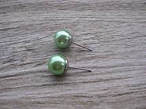 Náušnice - Perly napichovačky - chirurgická oceľ 10mm (Svetlo zelené perly - chirurgická oceľ, č.1684) - 8989948_