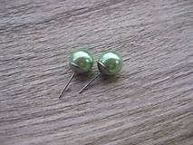 Náušnice - Perly napichovačky - chirurgická oceľ 10mm (Svetlo zelené perly - chirurgická oceľ, č.1684) - 8989957_