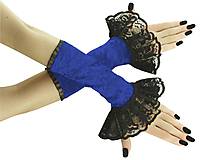 Rukavice - Spoločenské bezprstové rukavice čierno modré 03 - 8995507_