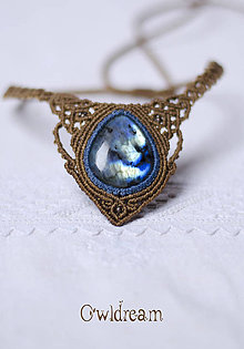 Náhrdelníky - Makramé náhrdelník Labradorit •Ľadová kráľovna• - 9005551_